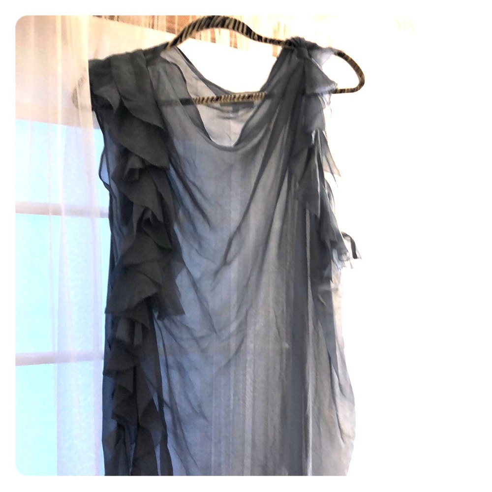 Sheer, dusty blue blouse. Tags still on!
